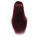 Straight Burgundy Human Hair Wigs with Bangs #99J