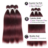 Straight Burgundy Bundles with Closure or Frontal