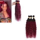 Kinky Curly Burgundy Bundles with Closure or Frontal